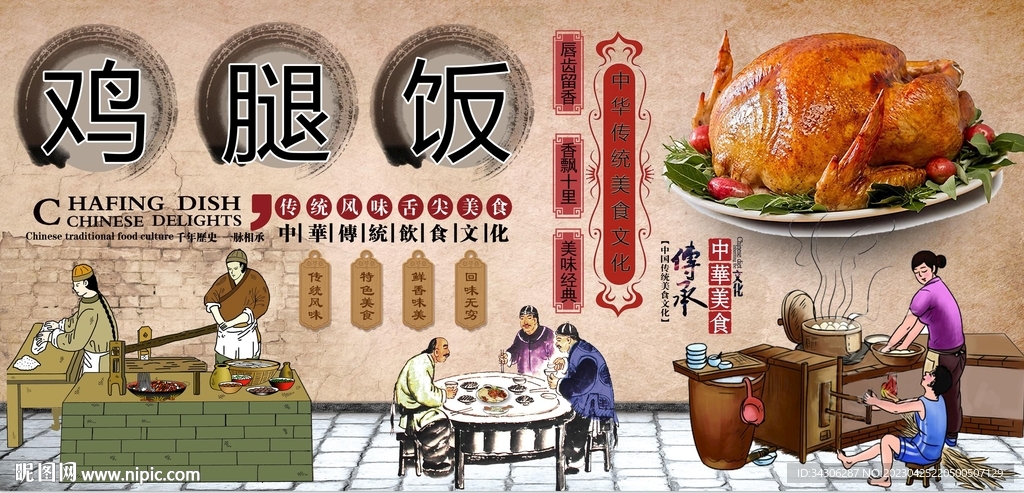 鸡腿饭工装墙