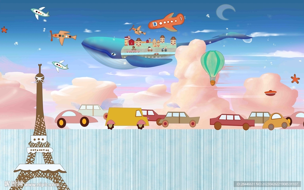 卡通儿童房背景墙