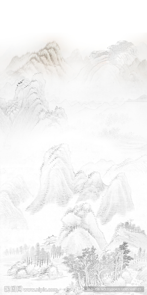 中式水墨山水玄关画