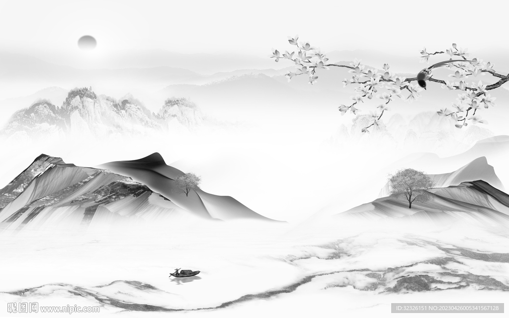 大气 灰色高清山水 tif分层