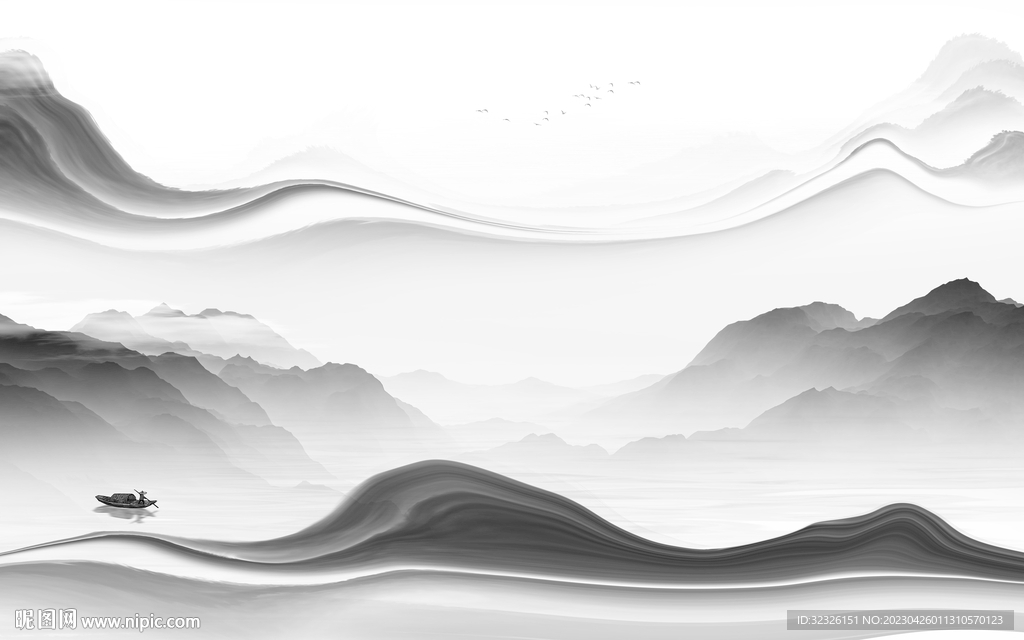 新款 中式高端山水 tif分层