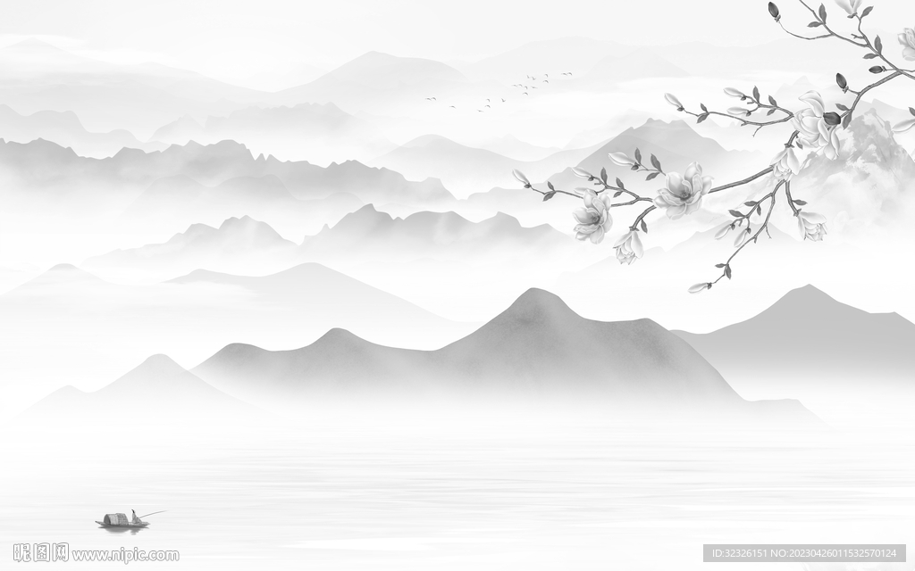 沙发 中式高端山水 tif分层