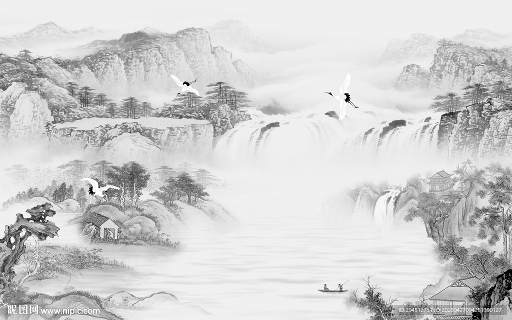 意境 灰色高雅山水 Tif分层