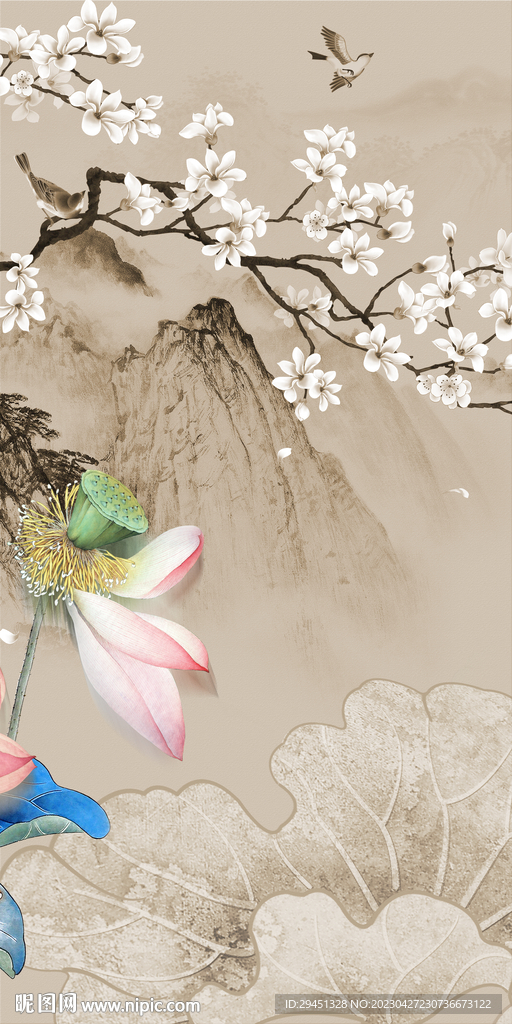 古风 简意新玄关画 TIf分层