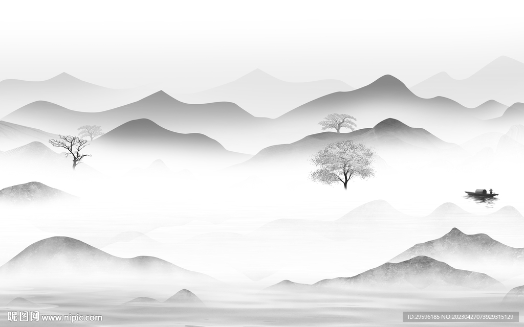 大气 灰色别墅山水 TIF分层