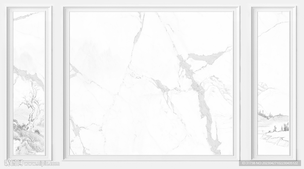 新中式水墨山水电视背景墙