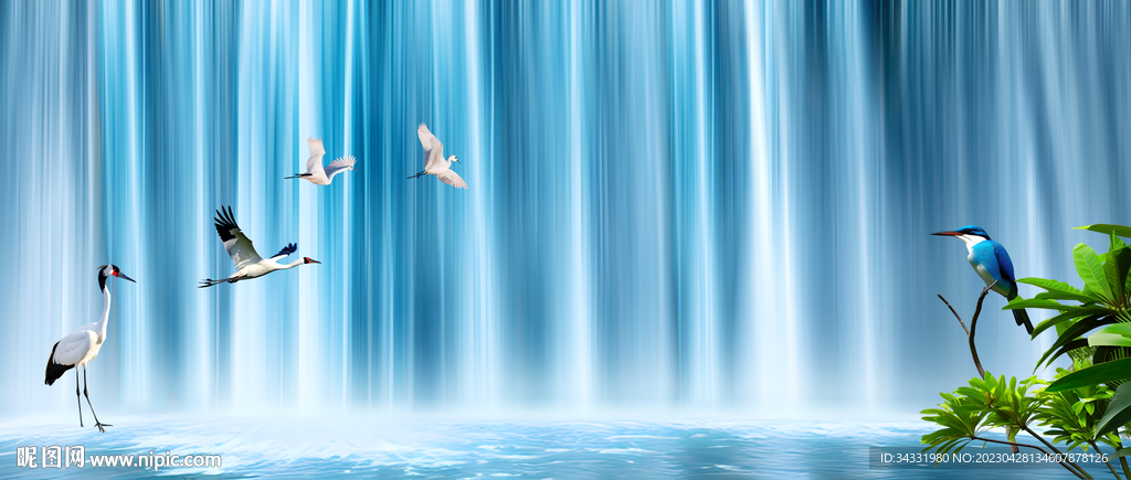 源远流长瀑布背景