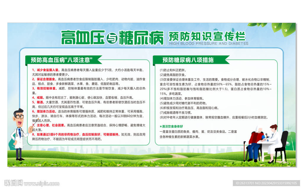 高血压糖尿病宣传栏