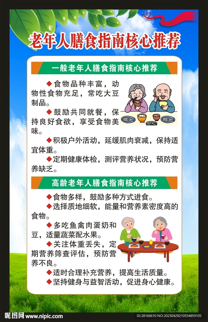老年人膳食指南核心推荐海报