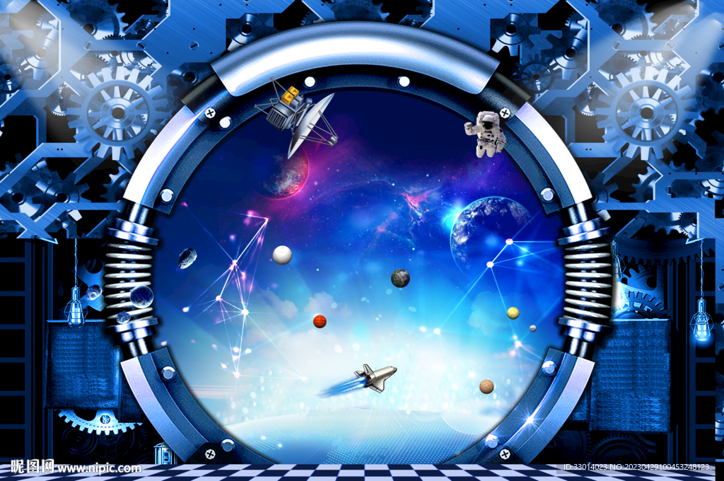 星空宇航员背景墙