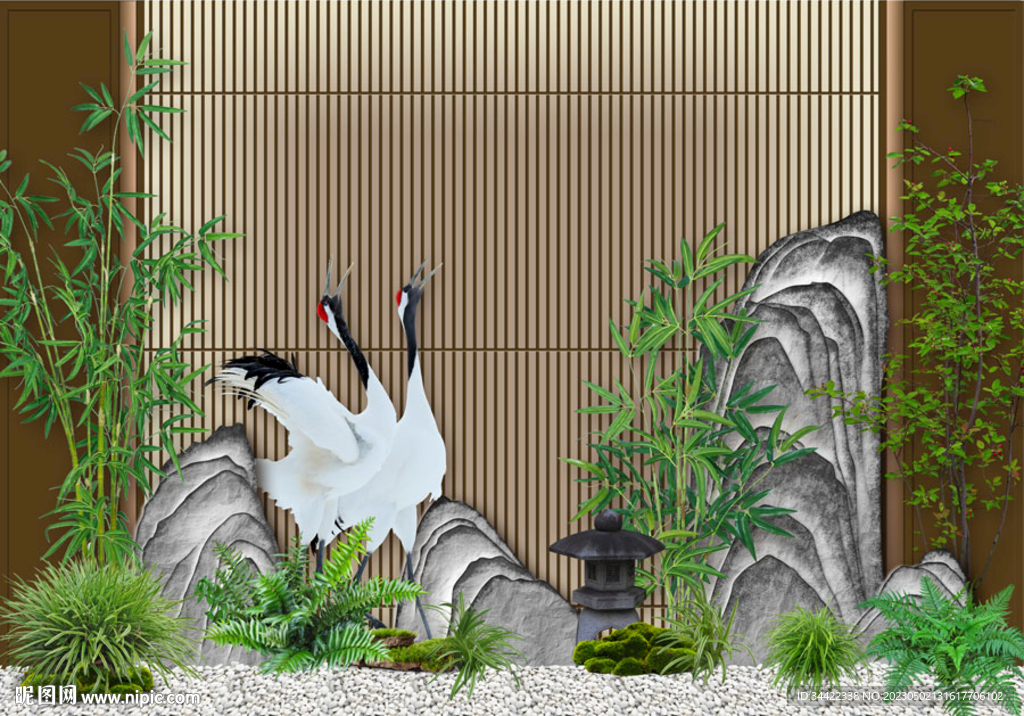 中式直播间形象墙装饰画