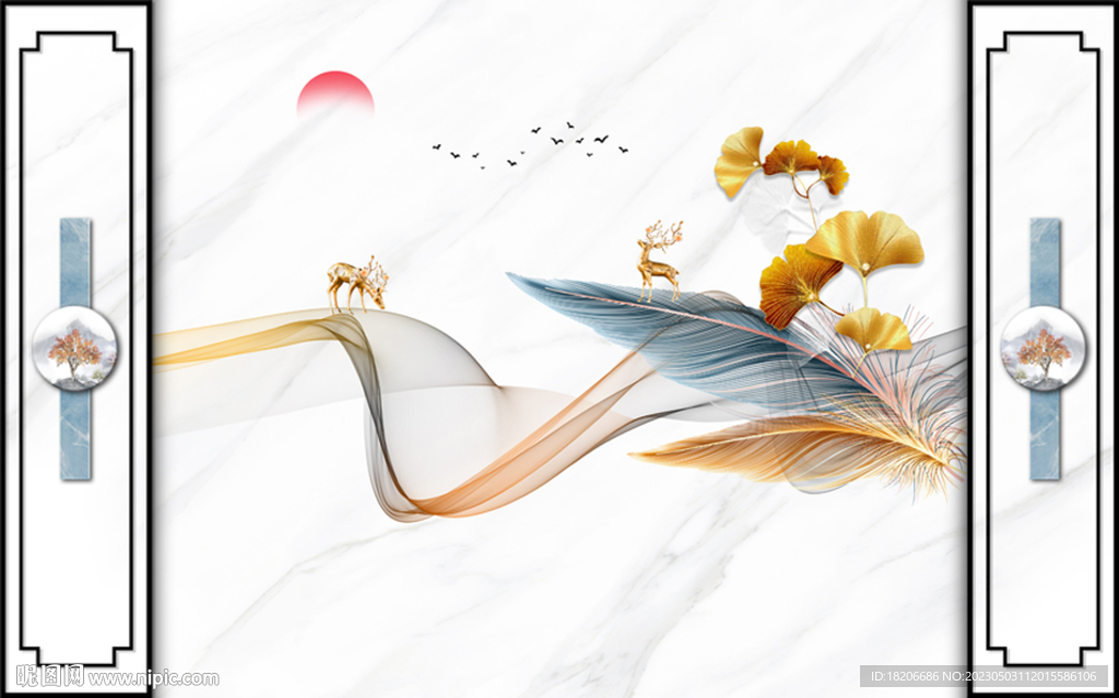 大理石飘带花格形象墙