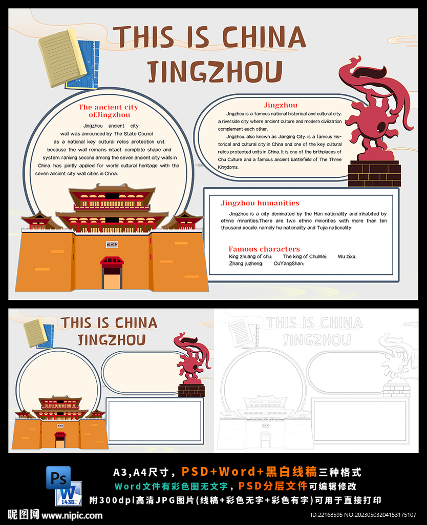 英语湖北荆州地理旅游小报