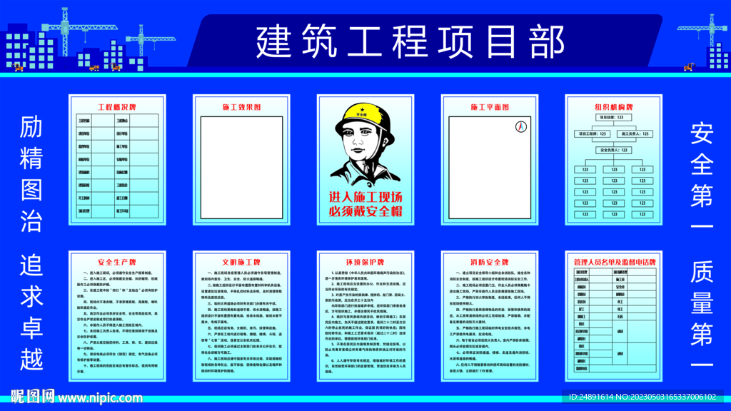 工地安全施工项目宣传展板