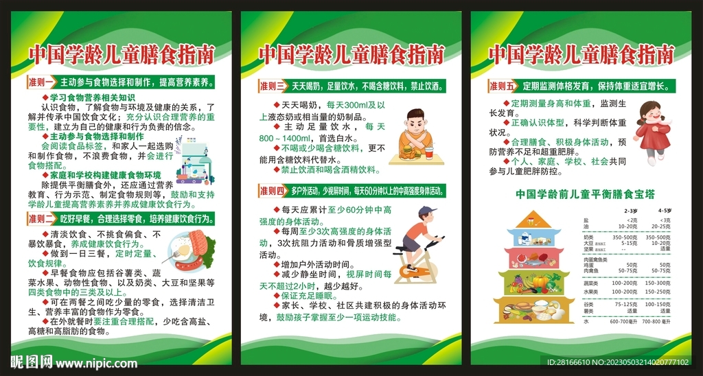 学龄儿童膳食指南展板