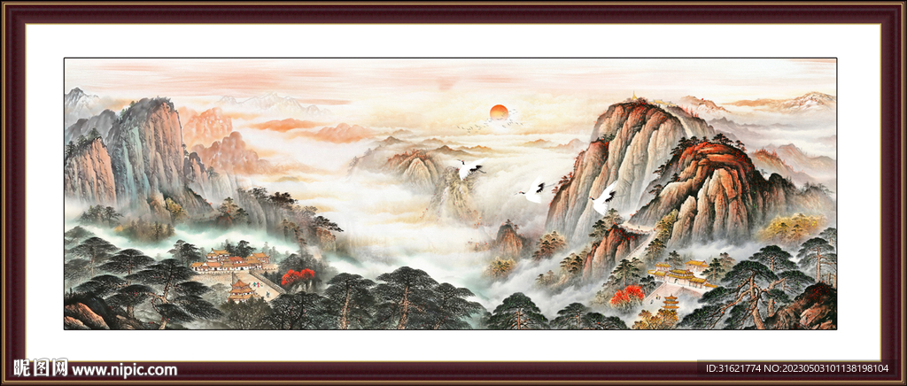 泰山山水画泰山日出