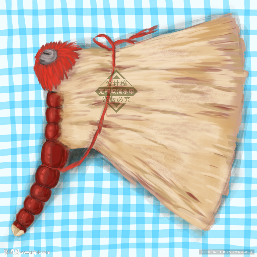 红把苕帚手绘
