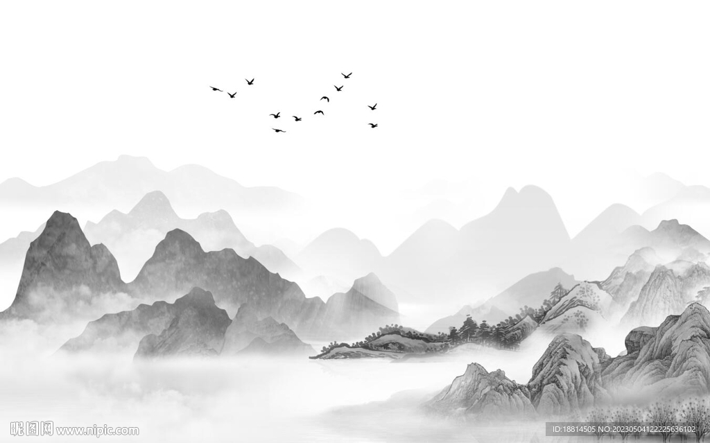 简约山水背景墙