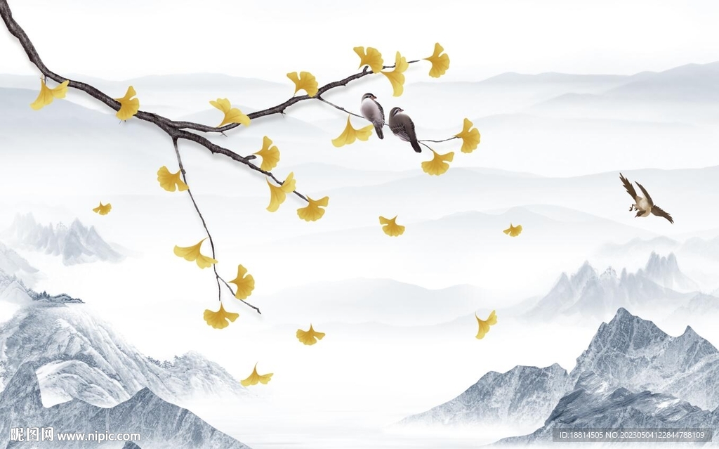 花鸟鱼虫山水背景墙