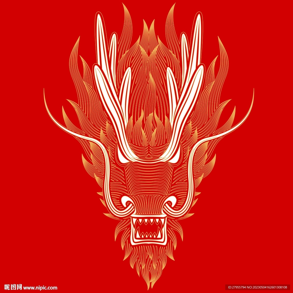 龙插画矢量线描