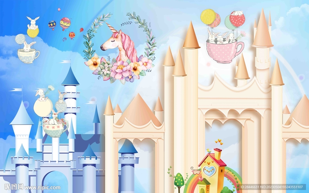 卡通儿童房背景墙