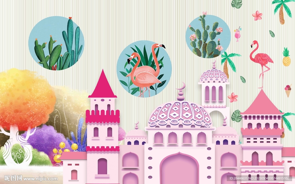 卡通背景墙 儿童房背景墙 动物