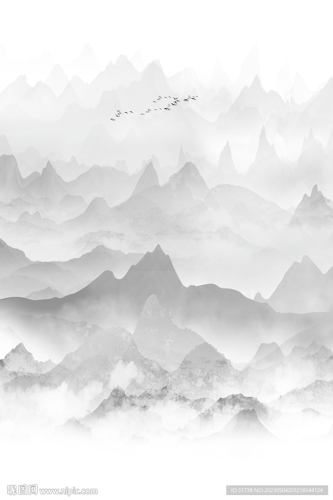 酒店山水水墨画