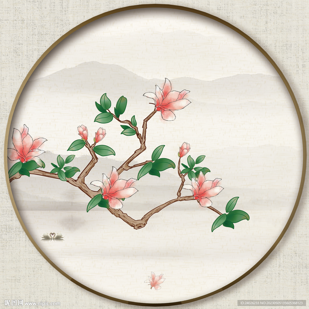 圆形花鸟图