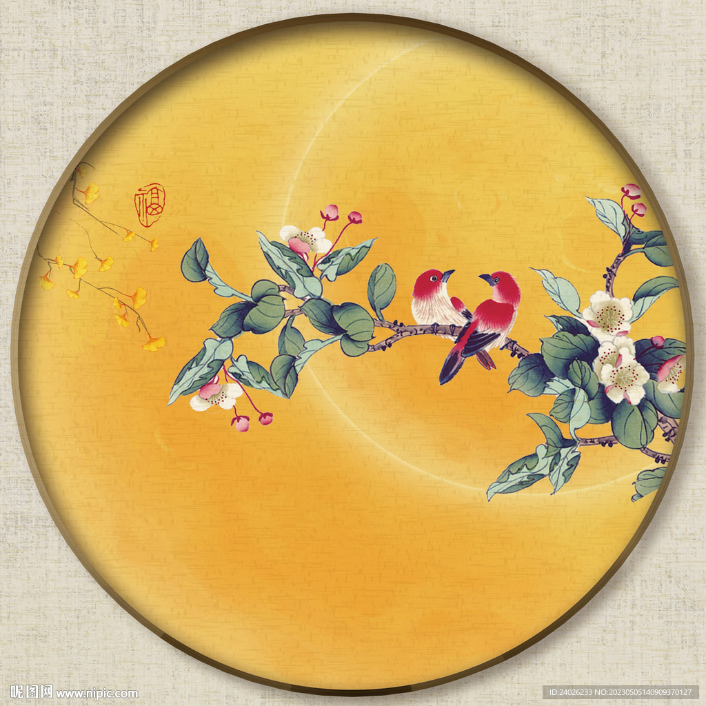 圆形花鸟画