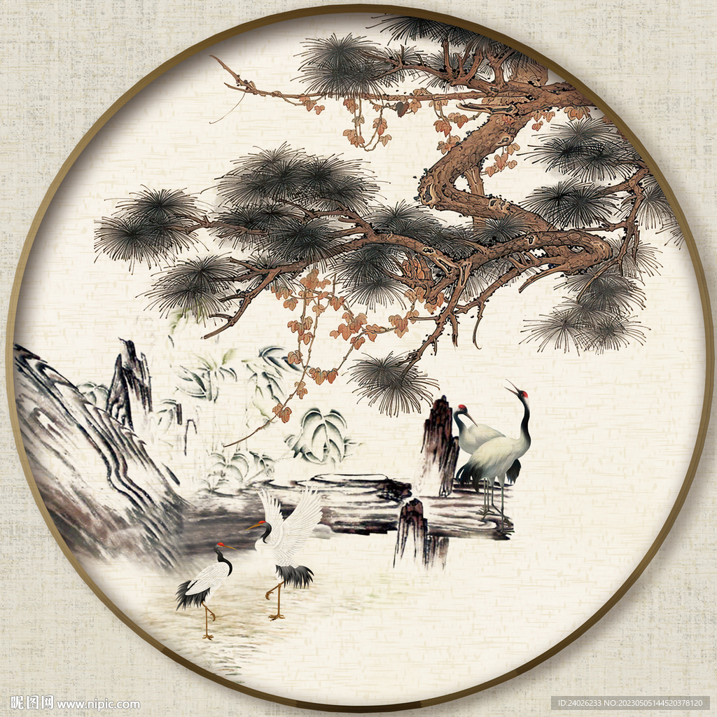 圆形松鹤延年