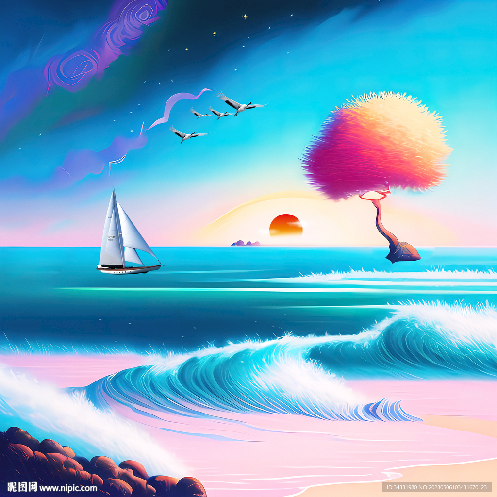 大海油画