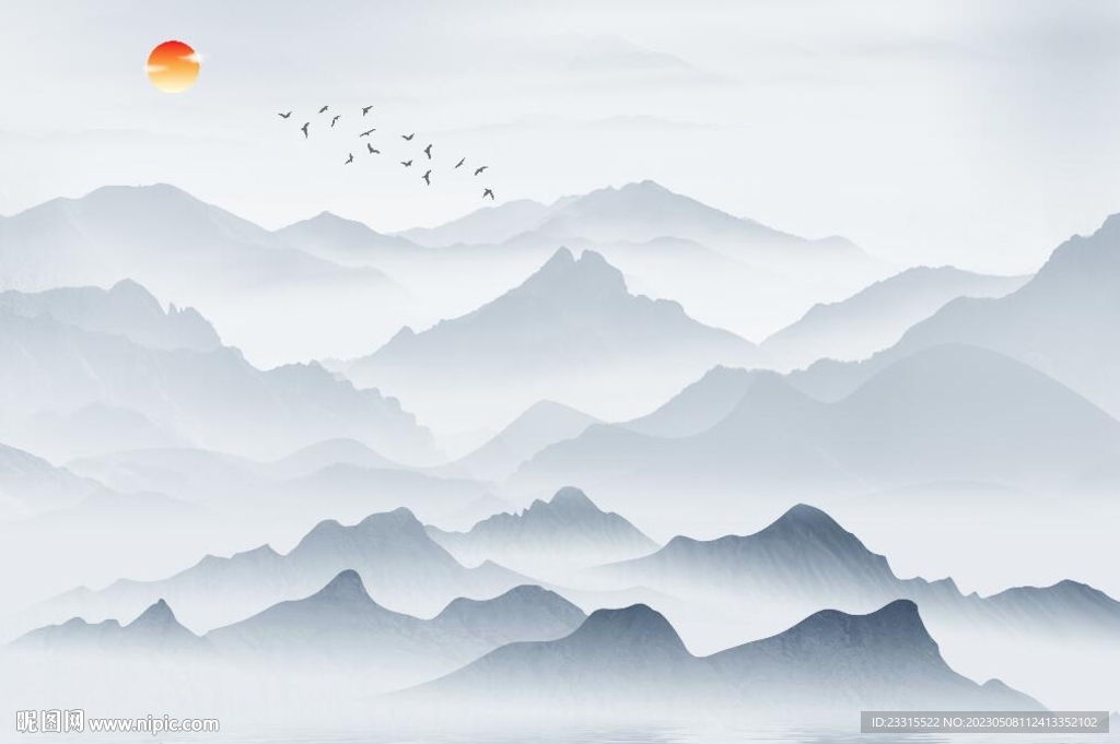 新中式简约山水背景墙