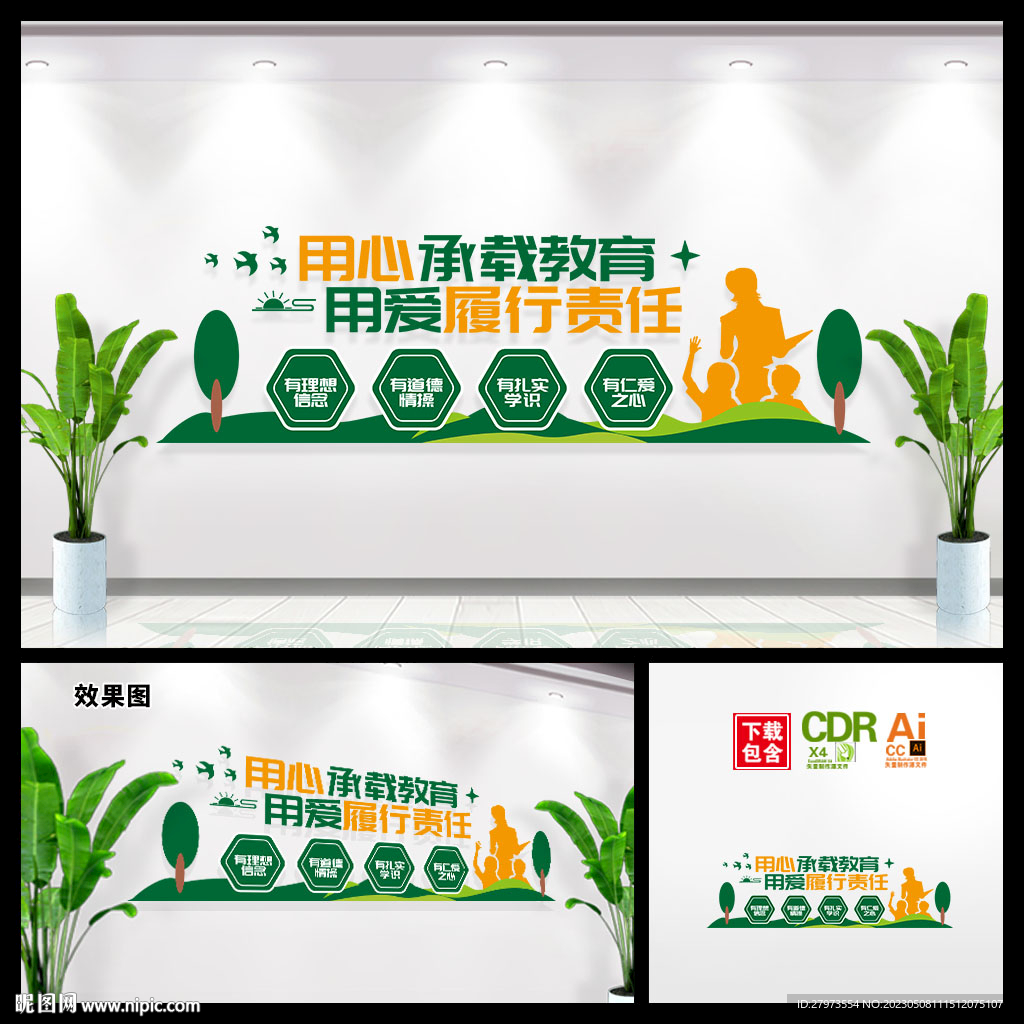 用心承载教育用爱履行责任文化墙