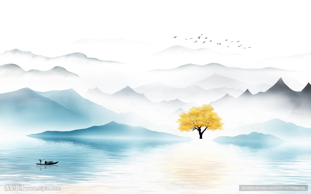 高清 新中式画山水 TiF分层