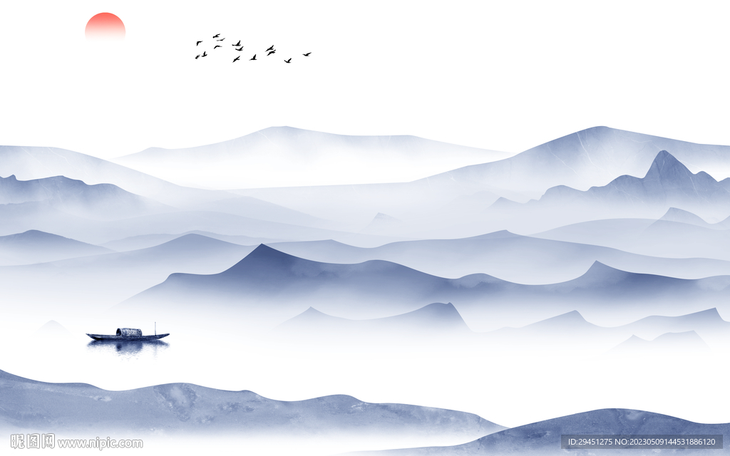 现代 新中式画山水 TiF分层