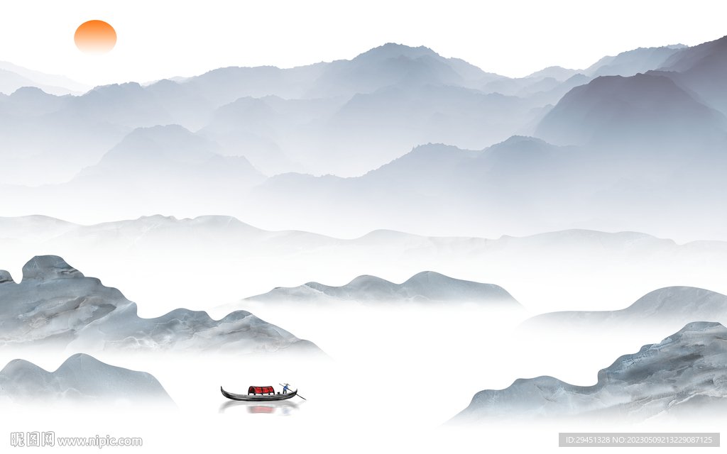 大气 客厅背景山水 tif分层