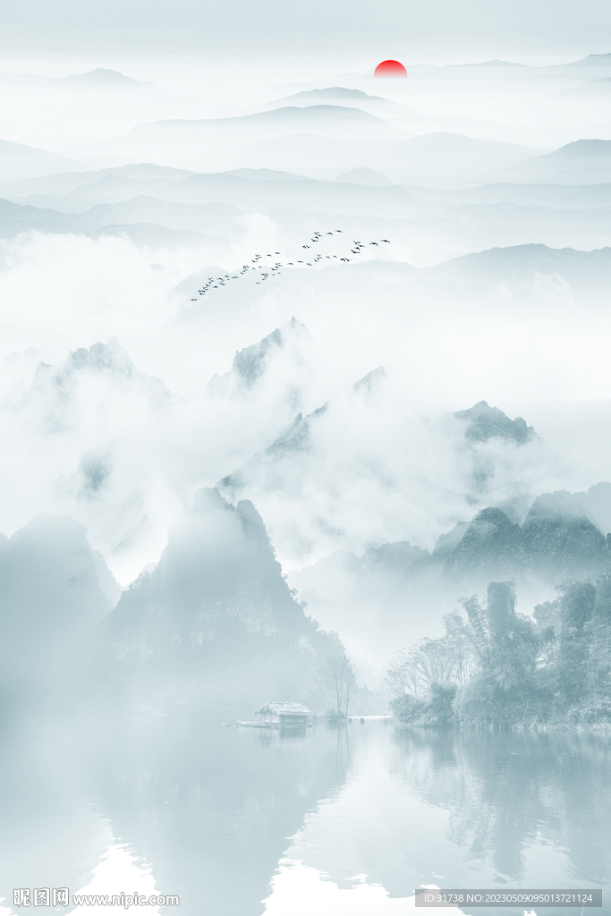 竖幅水墨画