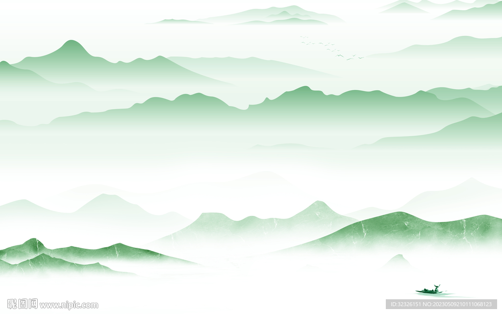 现代 中式背景山水 tif分层