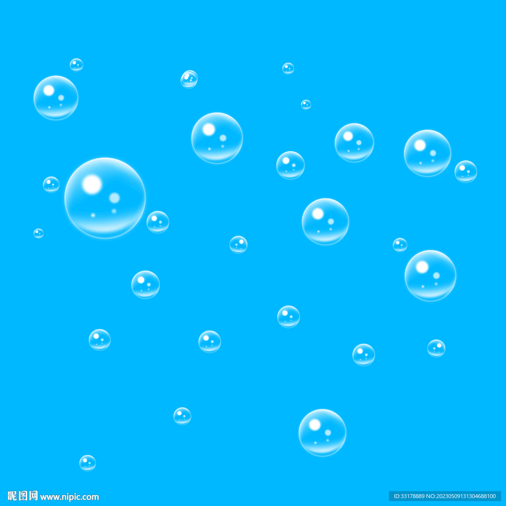 透明水滴水珠夏季详情海报元素