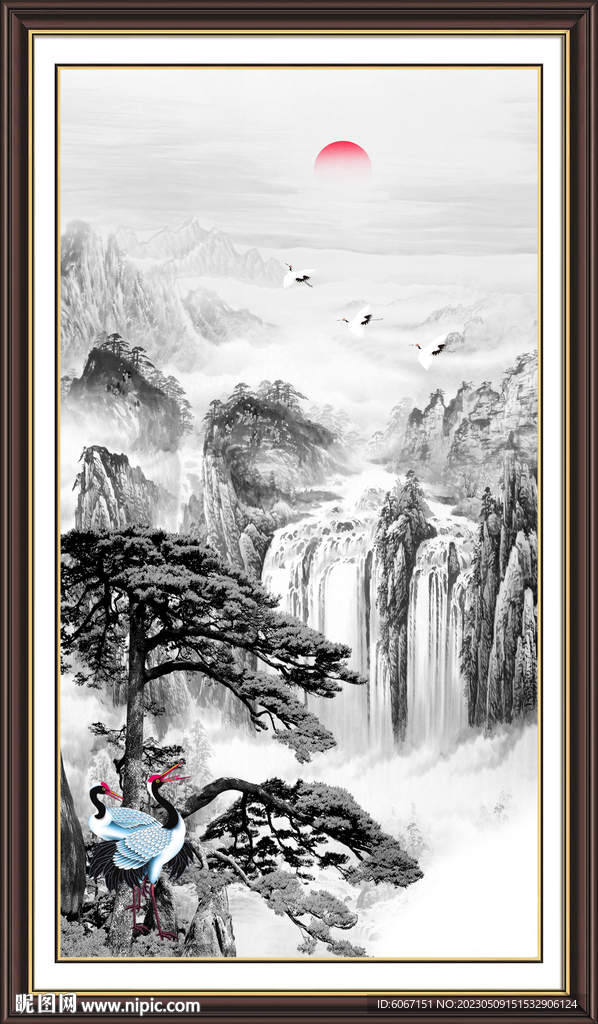 水墨画迎客松
