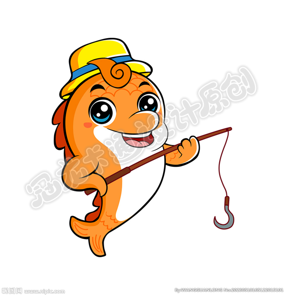 卡通鲤鱼钓鱼