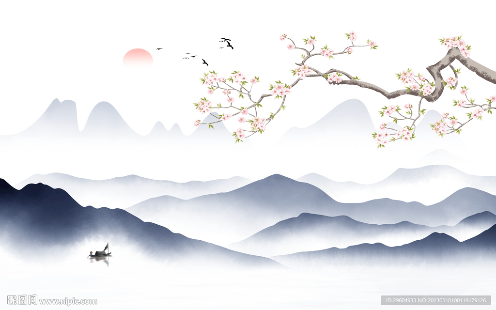 新品 中式高清山水 TIf分层