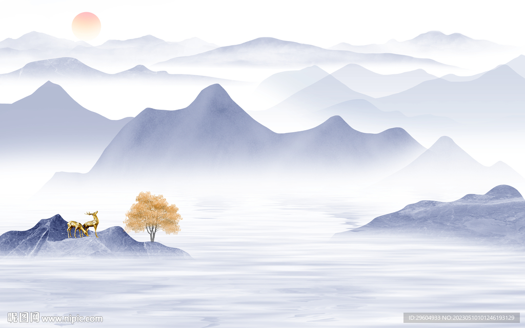 人气 中式高清山水 TIf分层