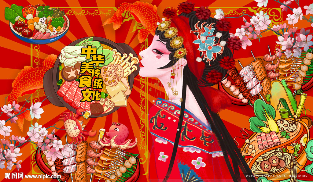 国潮撸串烧烤火锅美食