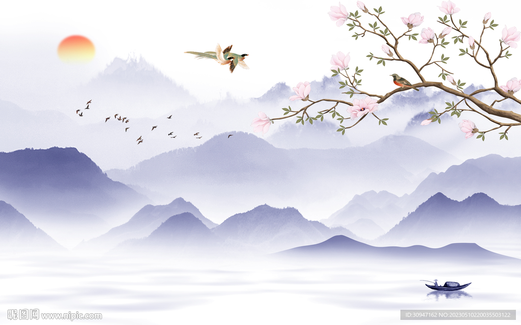 大气 背景画山水图 tIf分层