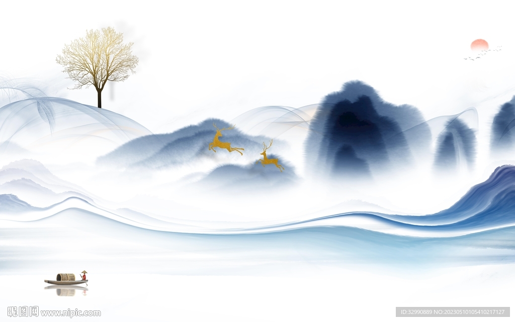 高清 沙发背景山水 TIf分层