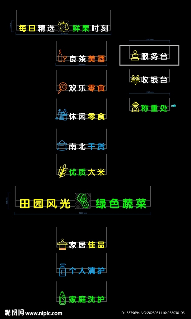 超市分区吊牌