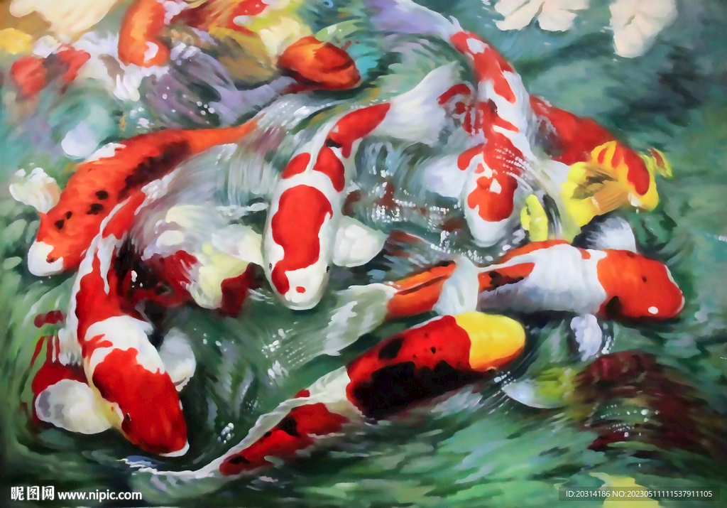 锦鲤油画