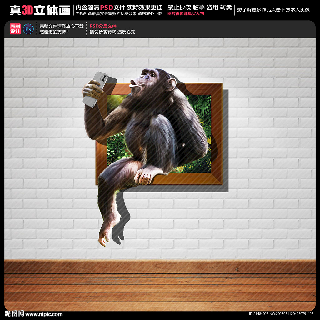 大猩猩立体画