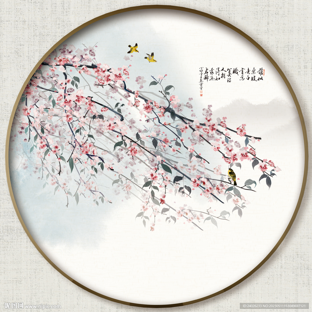 圆形花鸟画